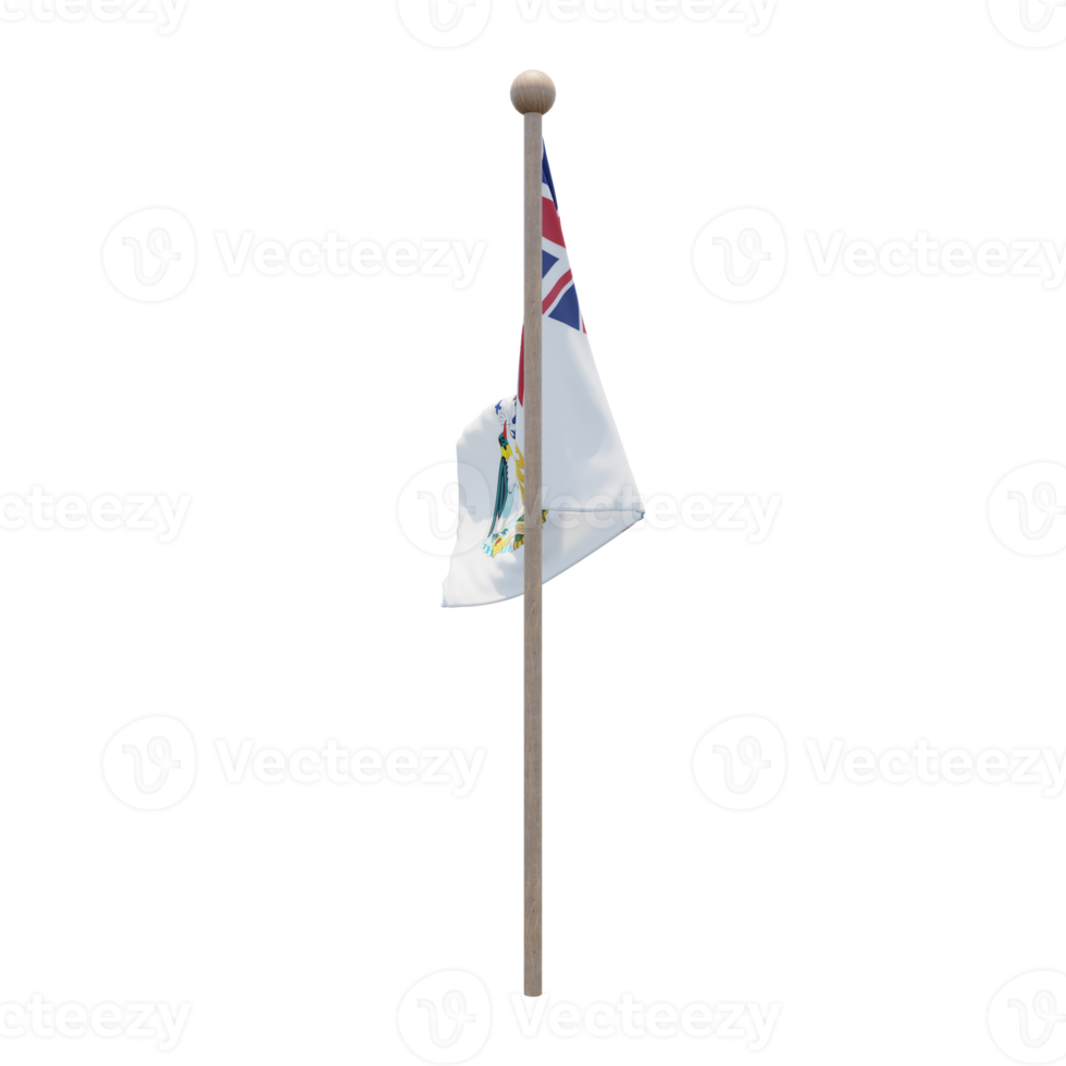 British Antarctic Territory 3d illustration flag on pole. Wood flagpole png