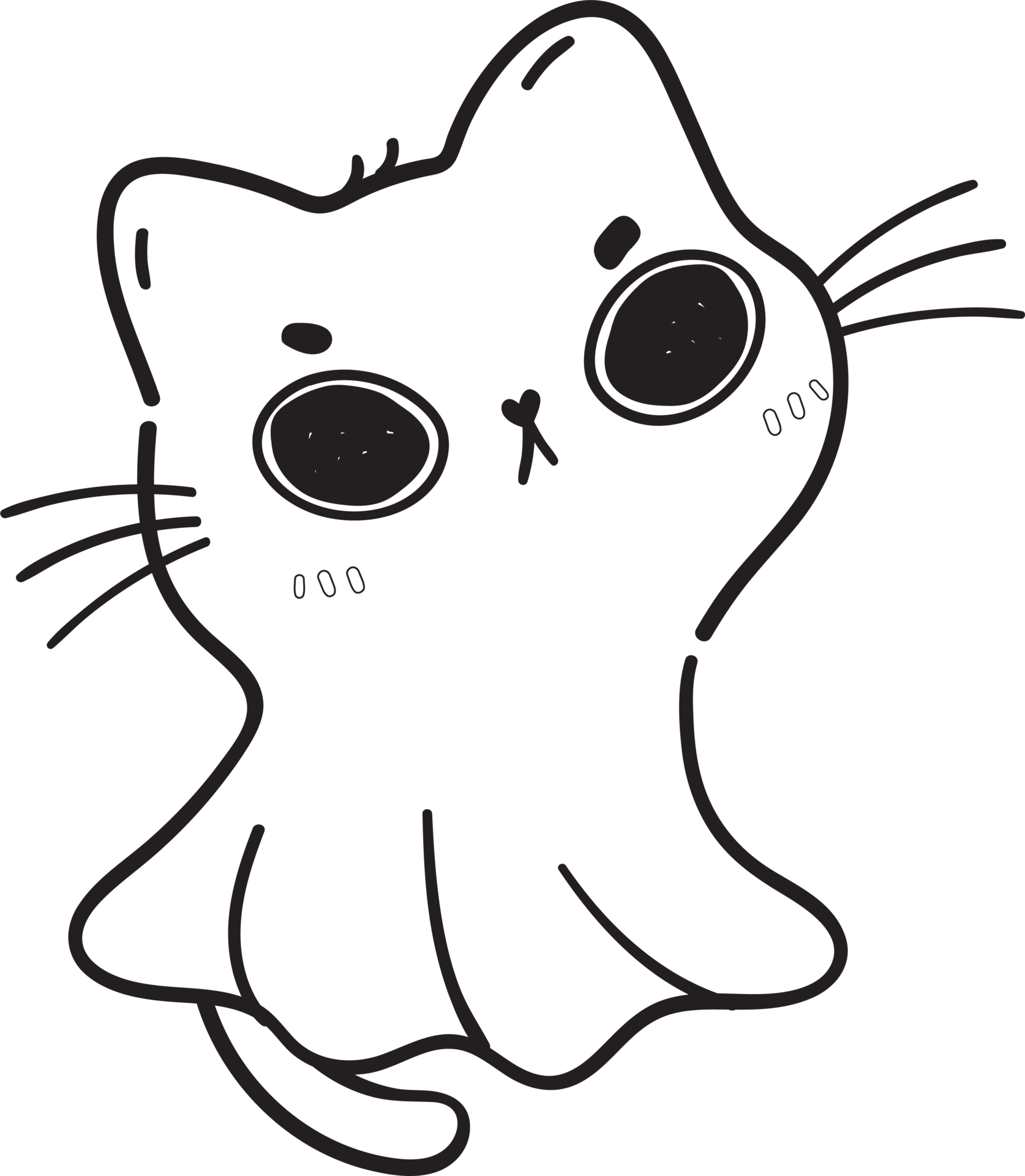 desenho de desenho animado de gato fofo halloween doodle conjunto de desenho  vetorial página para colorir 3352316 Vetor no Vecteezy