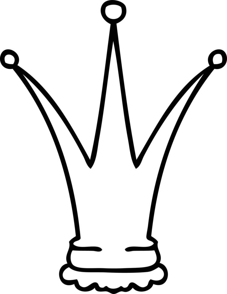 quirky line drawing cartoon gold crown vector