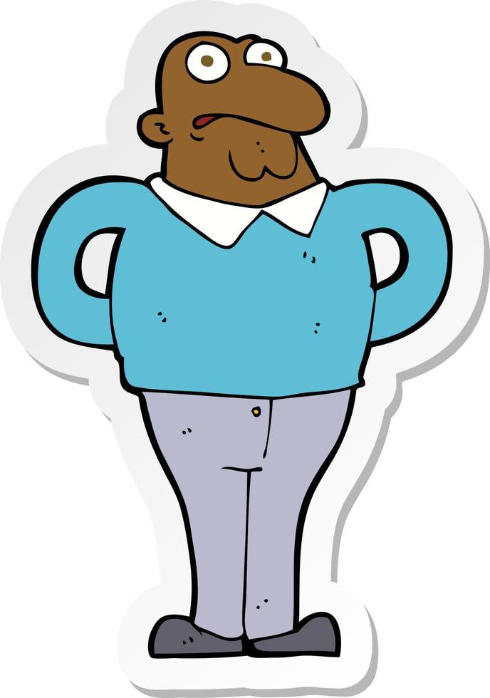 sticker of a cartoon worried man vector