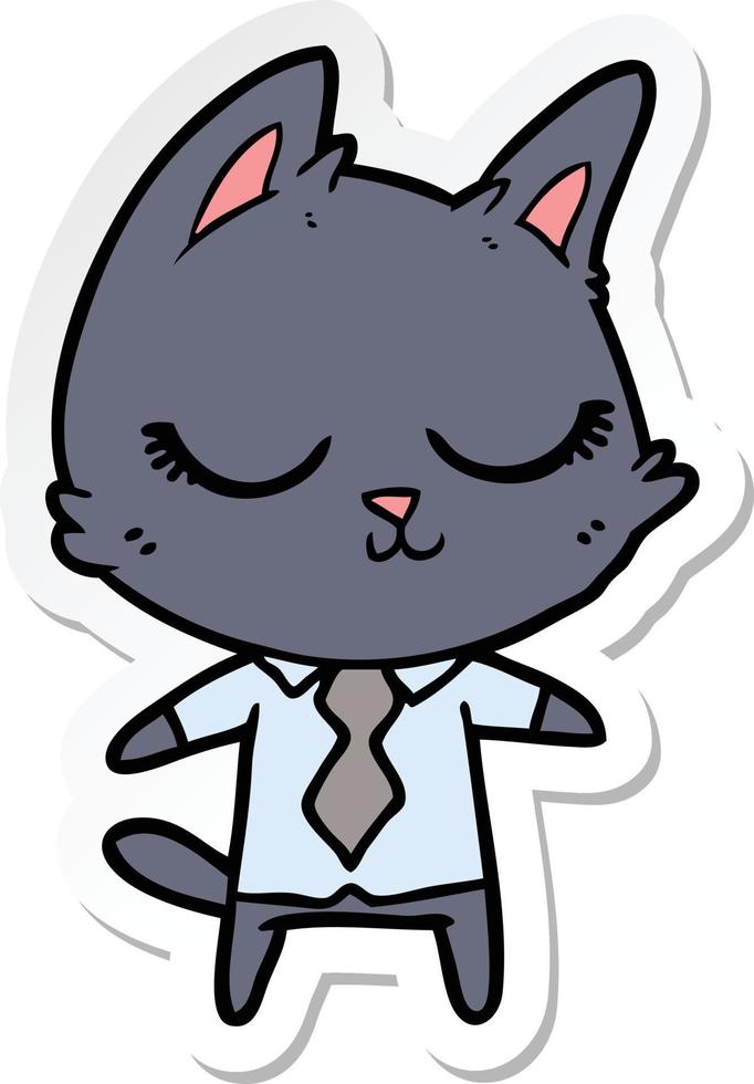 sticker of a calm cartoon cat vector