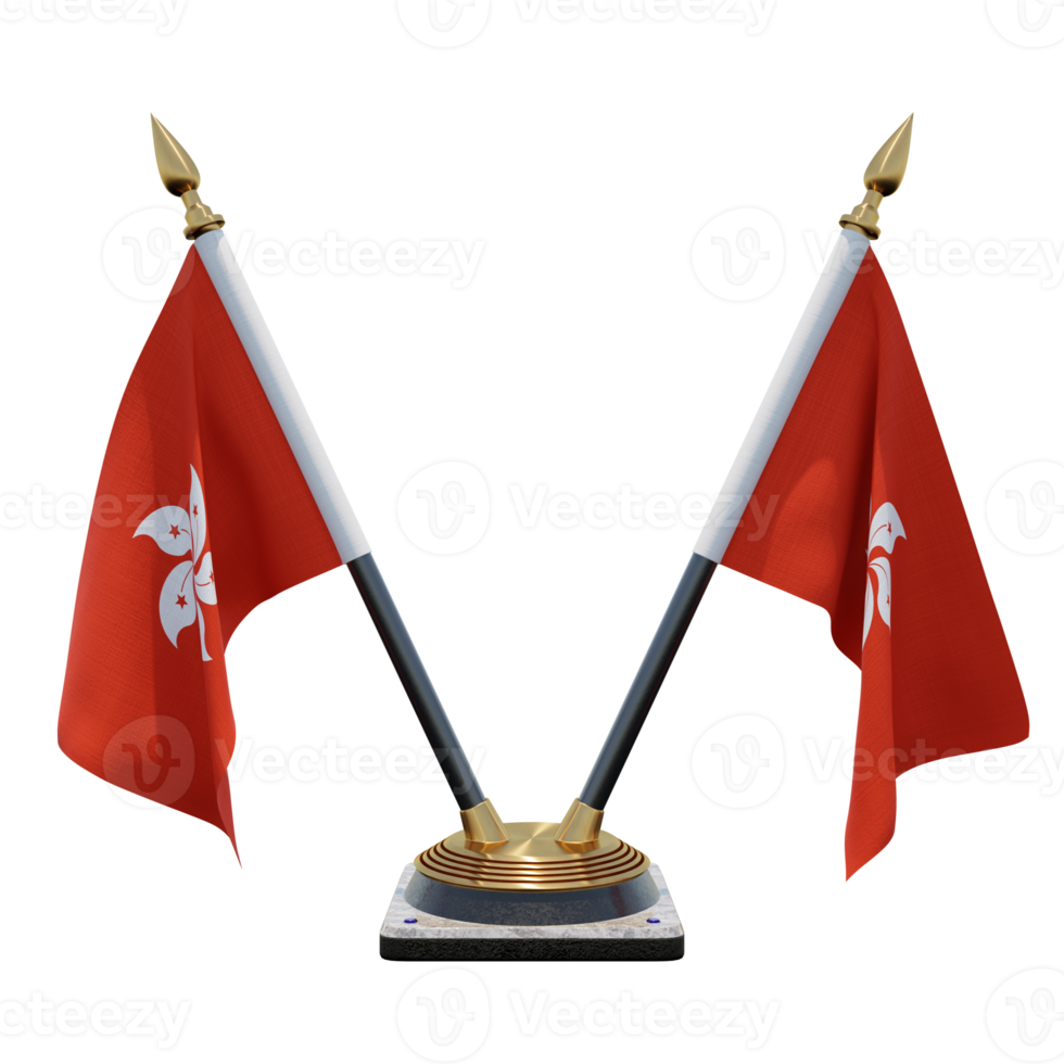 Hong Kong 3d illustration Double V Desk Flag Stand png