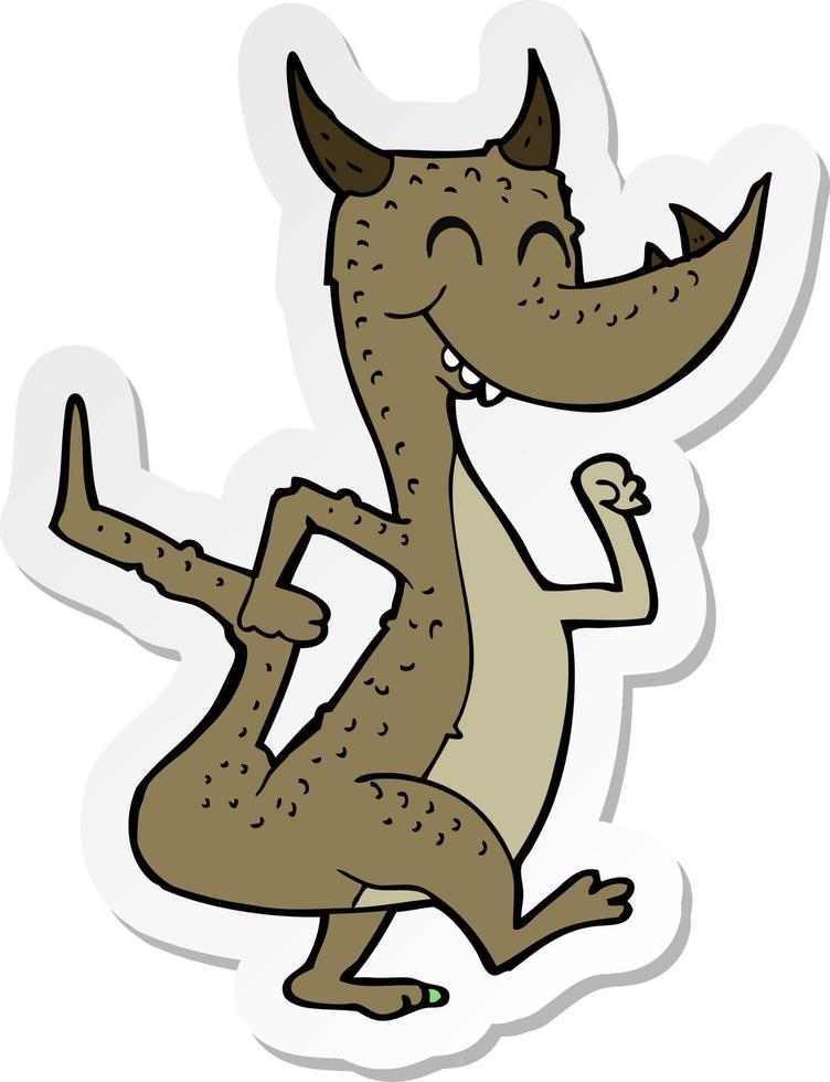 sticker of a cartoon happy dragon vector