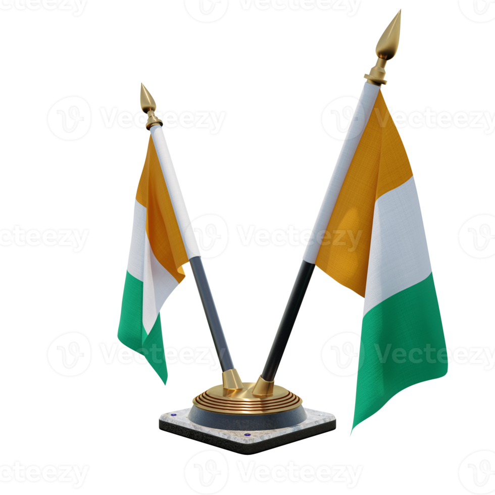 Ivory Coast 3d illustration Double V Desk Flag Stand png