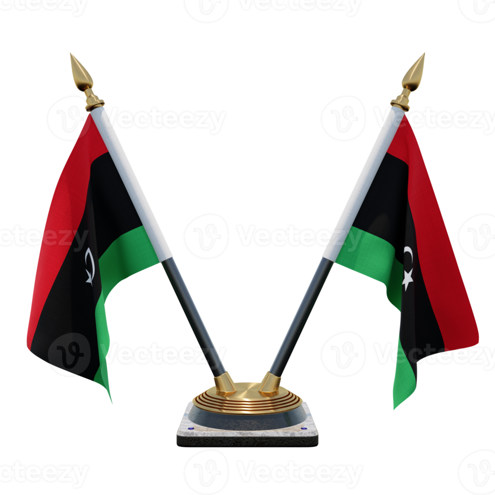 Libya 3d illustration Double V Desk Flag Stand png