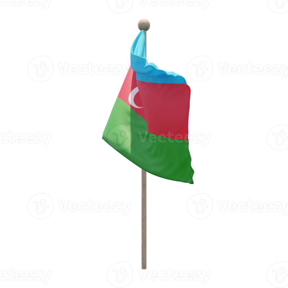 bandeira de ilustração 3d do azerbaijão no poste. mastro de madeira png