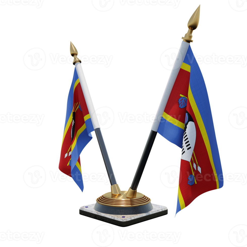 eswatini ilustración 3d soporte de bandera de escritorio doble v png