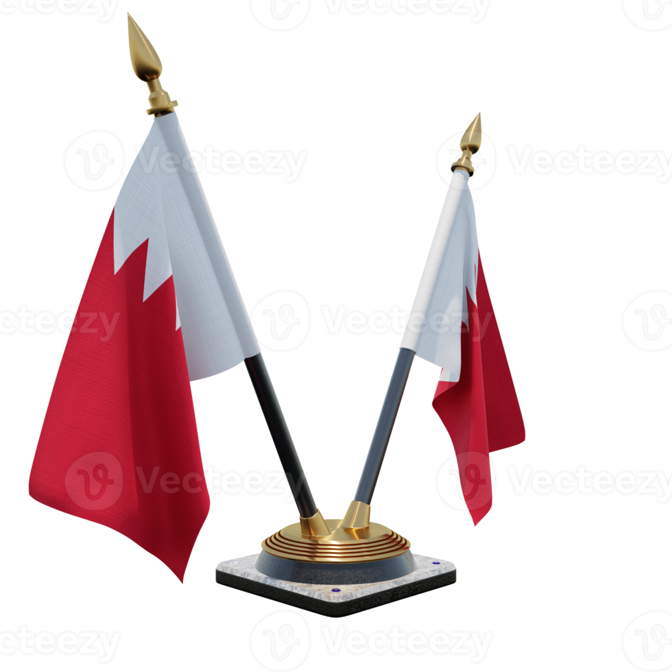 Bahrain 3d illustration Double V Desk Flag Stand png