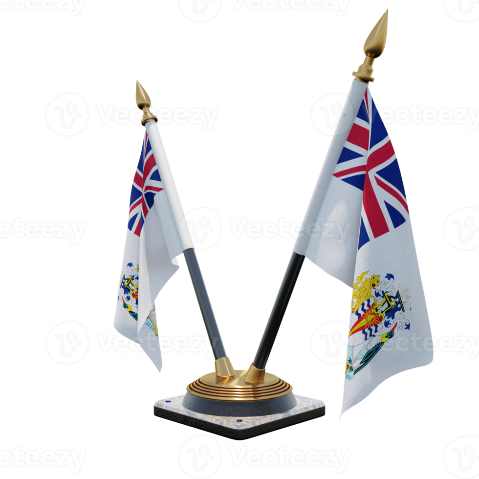 British Antarctic Territory 3d illustration Double V Desk Flag Stand png