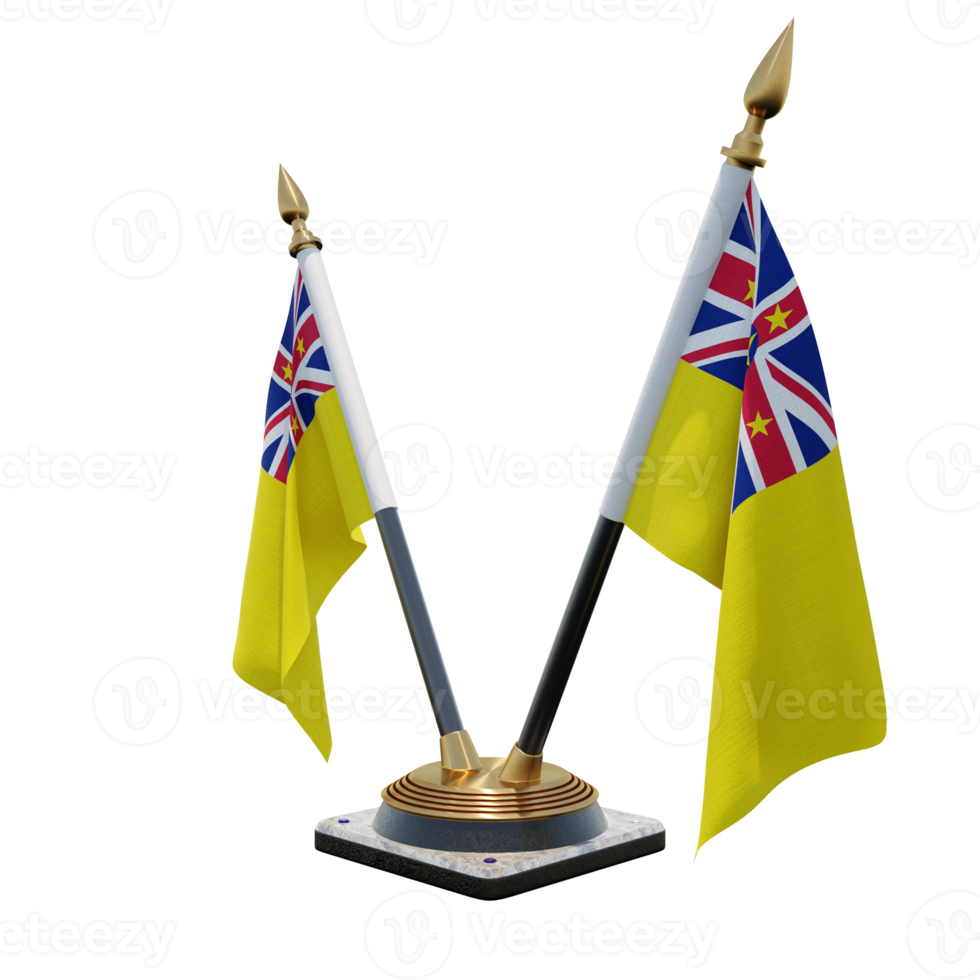 Niue 3d illustration Double V Desk Flag Stand png
