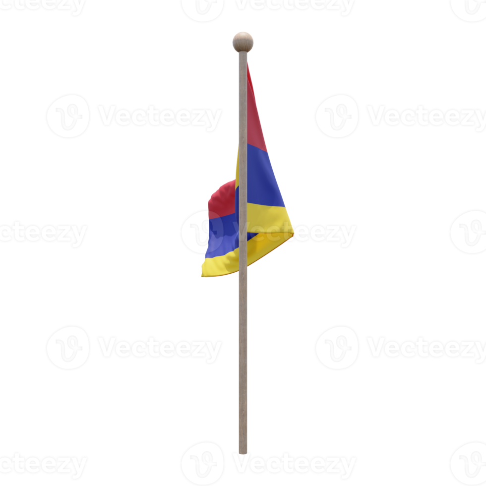Palmyra Atoll 3d illustration flag on pole. Wood flagpole png