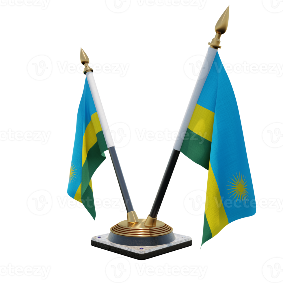 Rwanda 3d illustration Double V Desk Flag Stand png