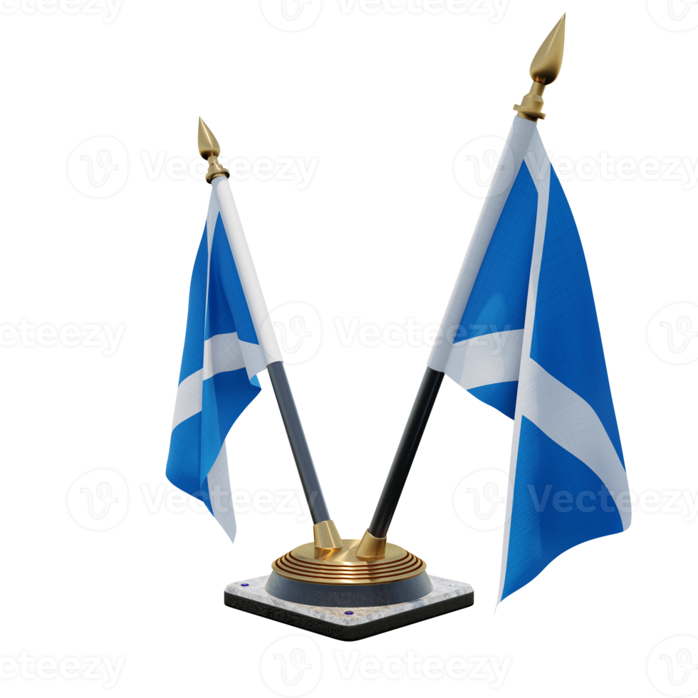 escocia ilustración 3d soporte de bandera de escritorio doble v png