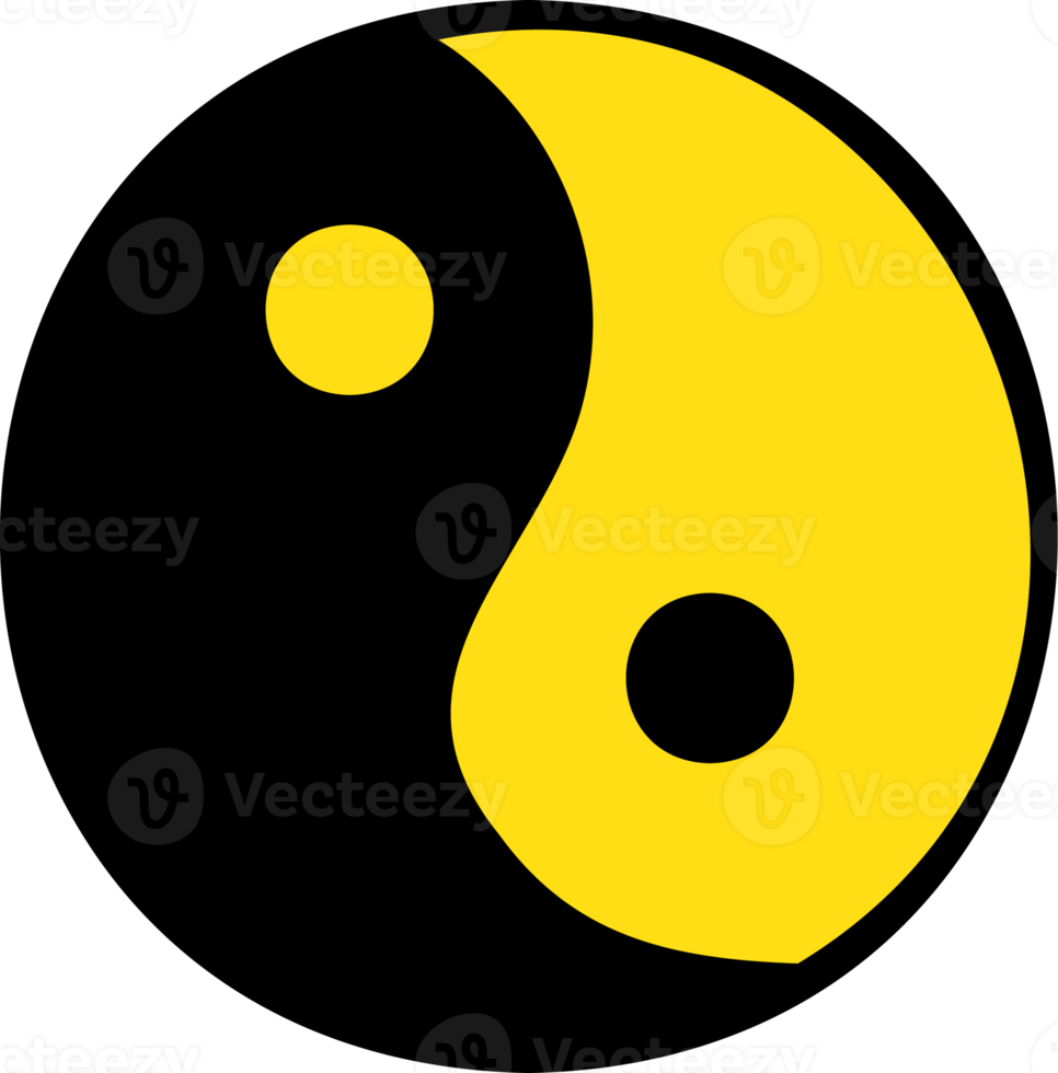 illustration de symbole yin yang dessiné à la main sur fond transparent png