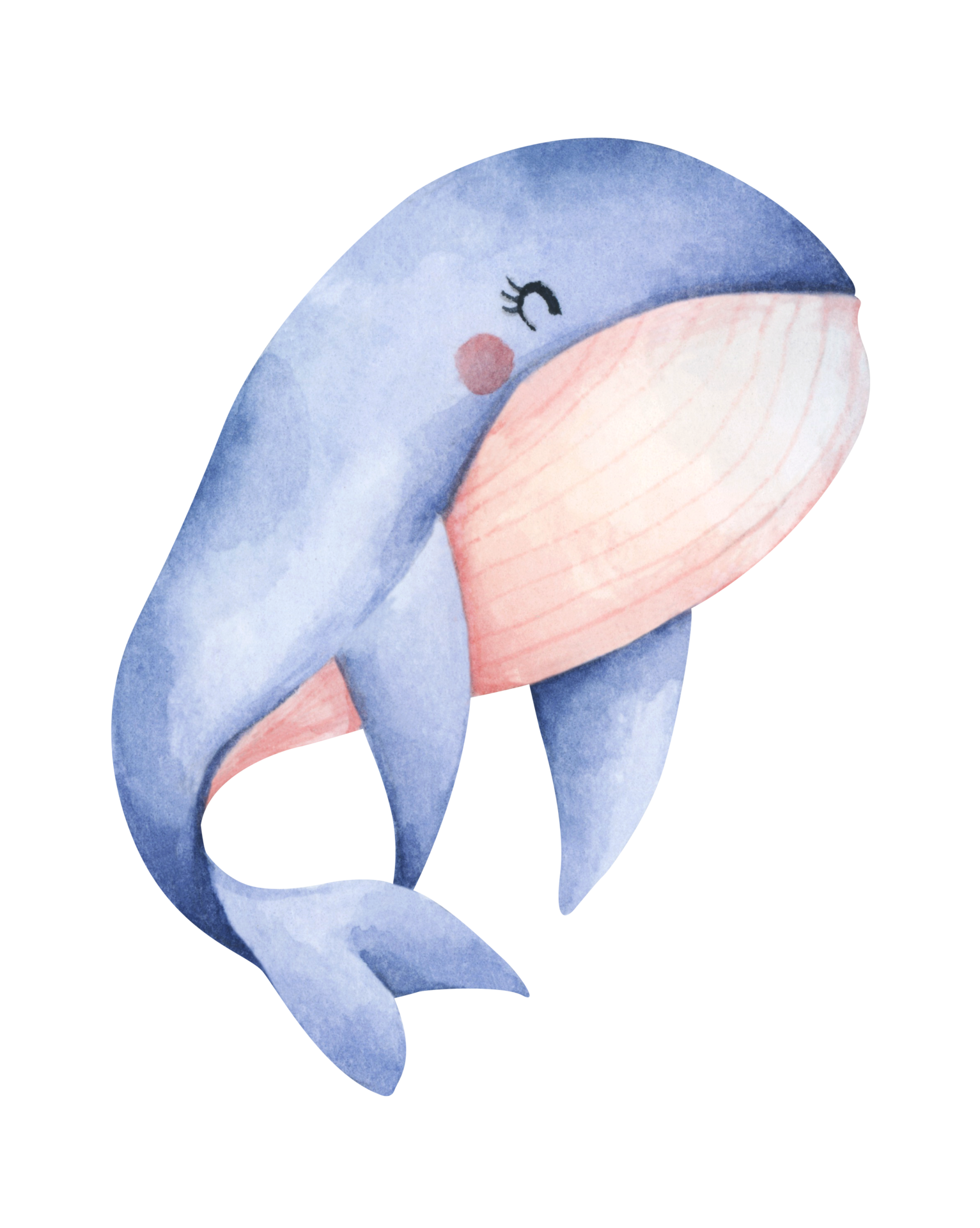 Free Cute blue whale. Underwater animal art. Watercolor illustration.  11286651 PNG with Transparent Background