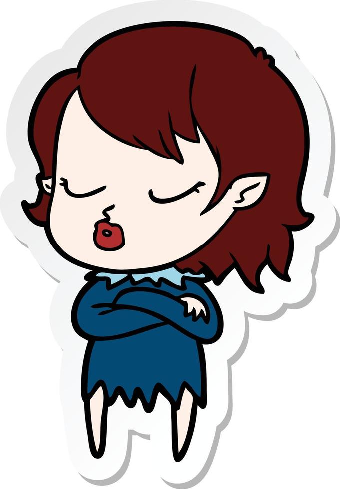 sticker of a cute cartoon vampire girl vector