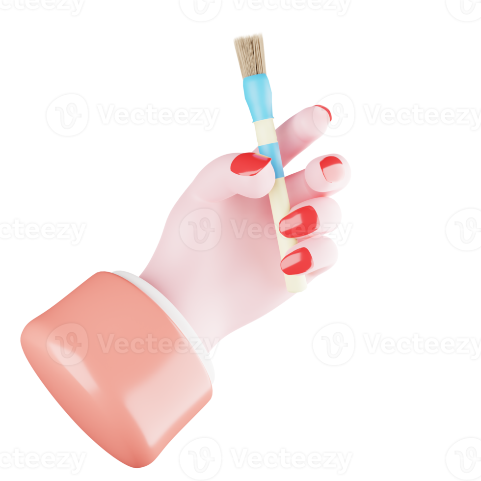 3d object hand and brush png