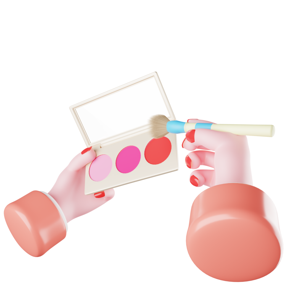 3d object hand blush on and brush png