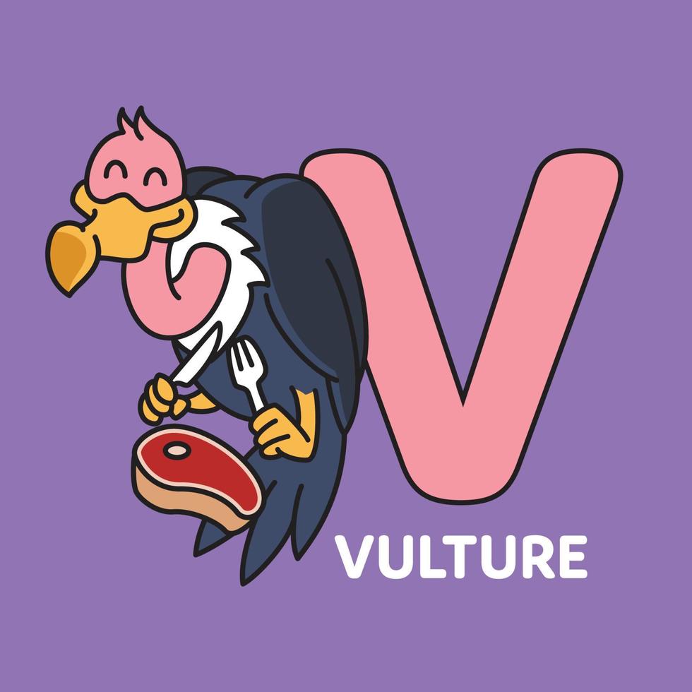 Alphabet V Vulture vector