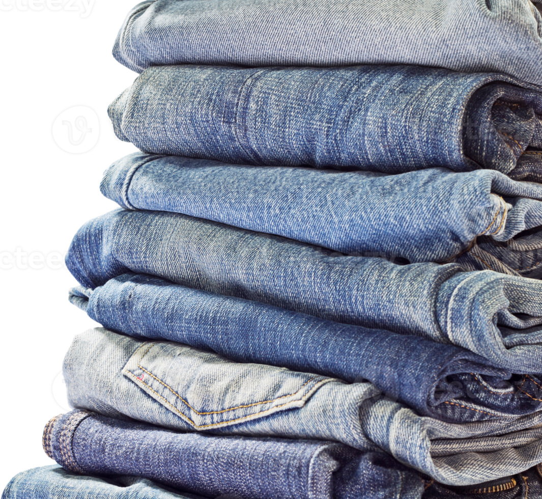 Jeans trousers stack on white background png