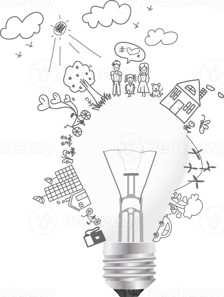 idée d'ampoule créative avec dessin d'économie d'énergie écologique et écologique png