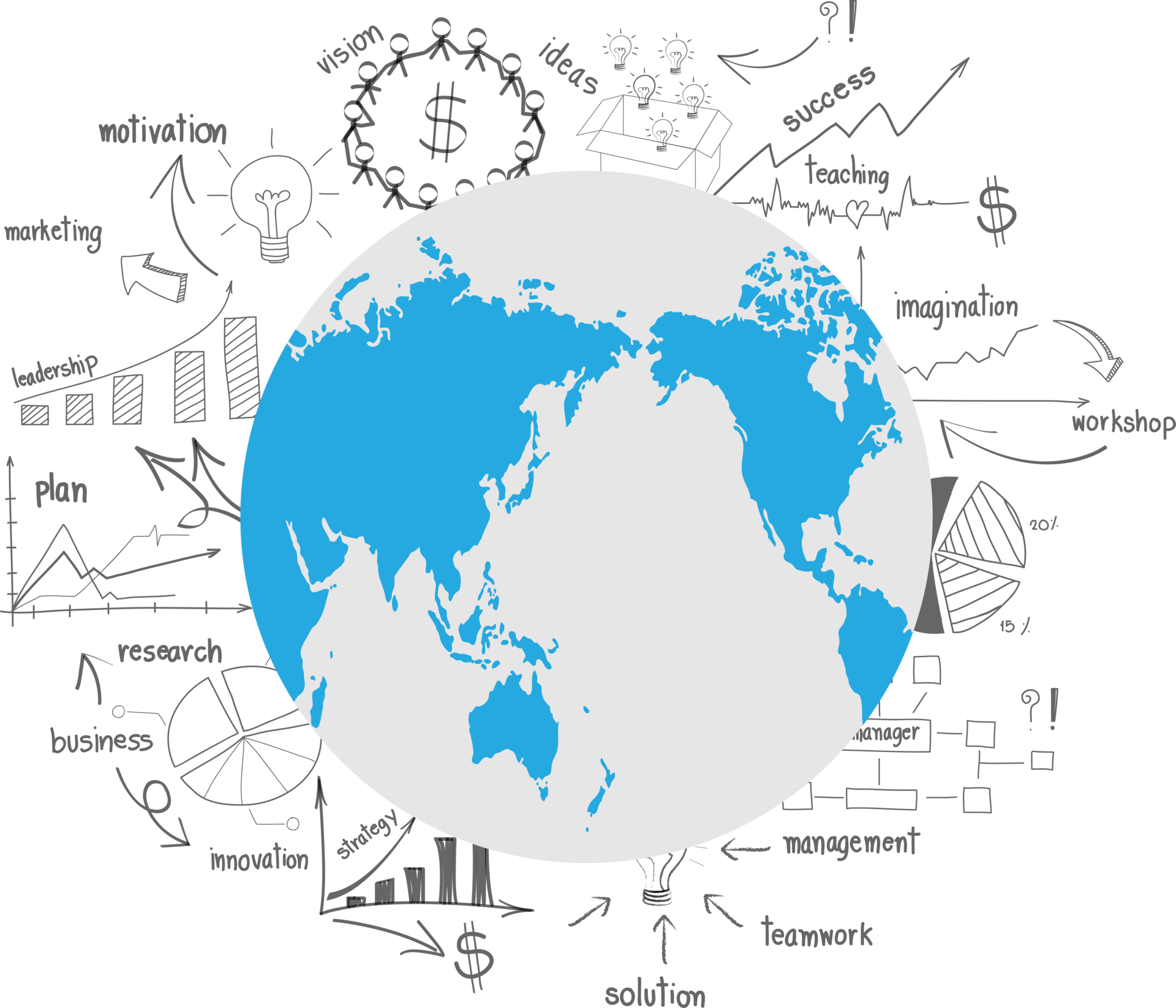 Modern global business economy with elements of infographics and graph