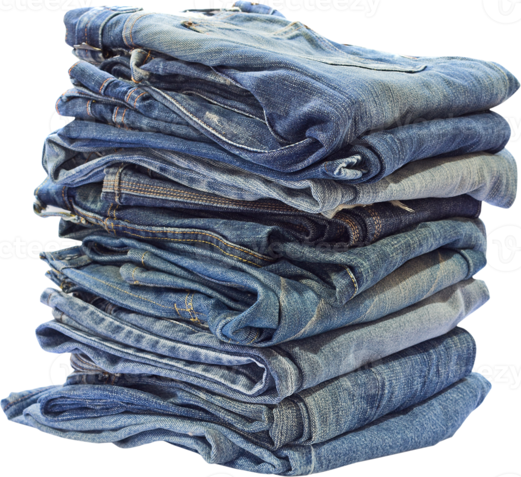 Jeans trousers stack on white background png