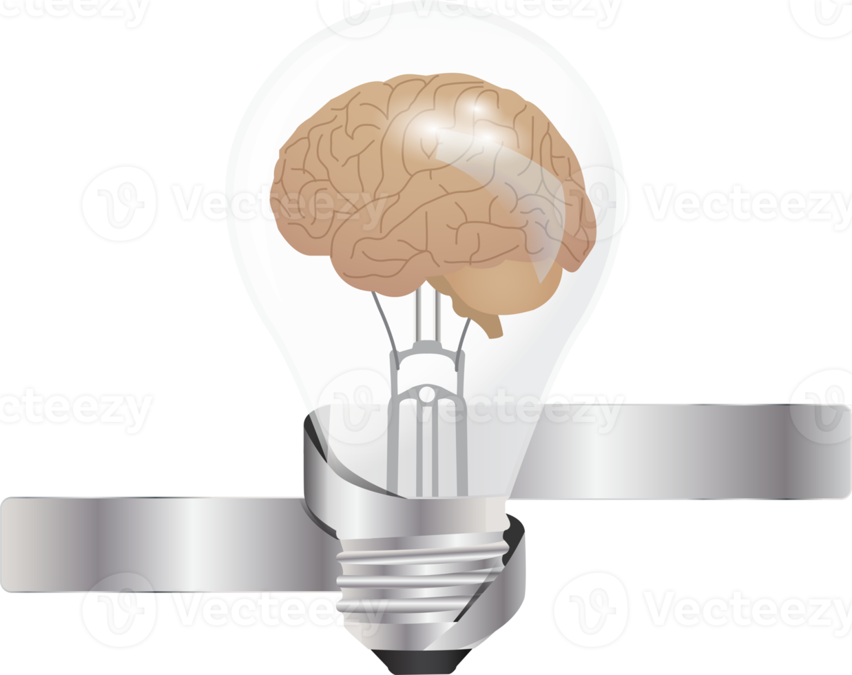 Brain in the light bulb as a metaphor for idea png