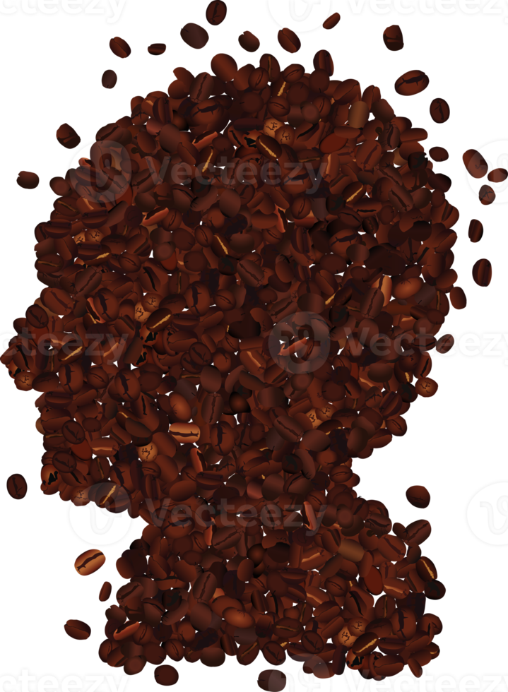 Creative coffee beans and man head icon design png