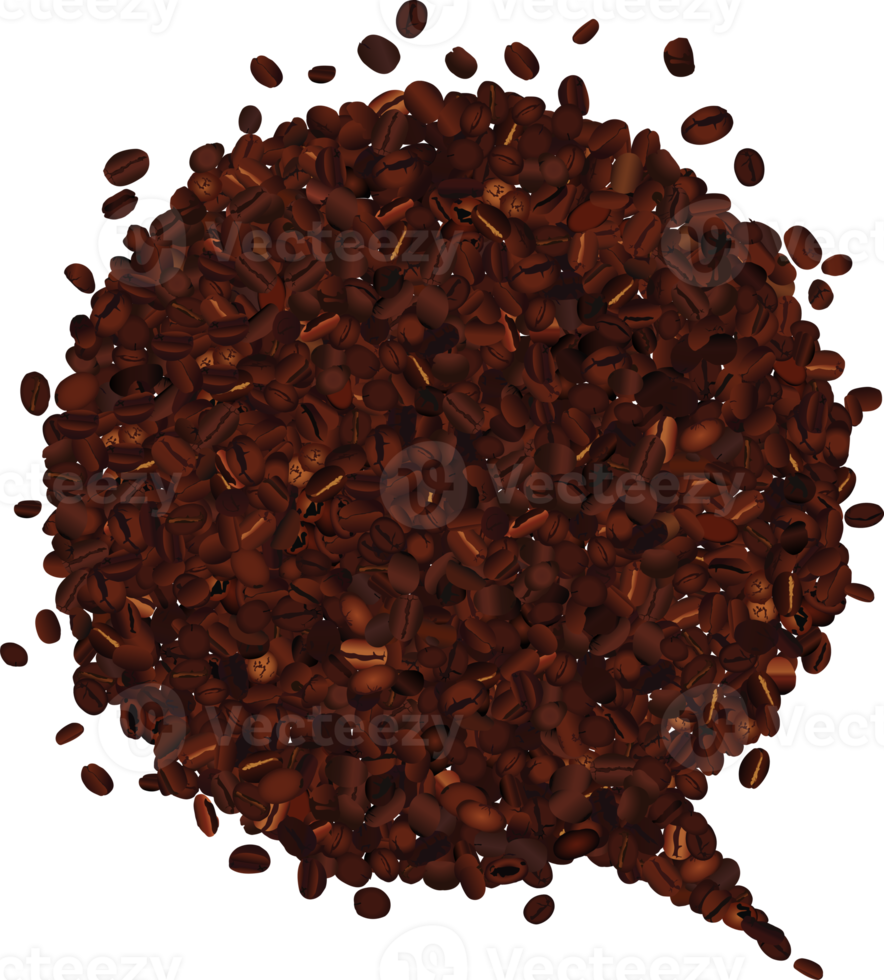 Speech bubble icon with abstract coffee beans pattern design png