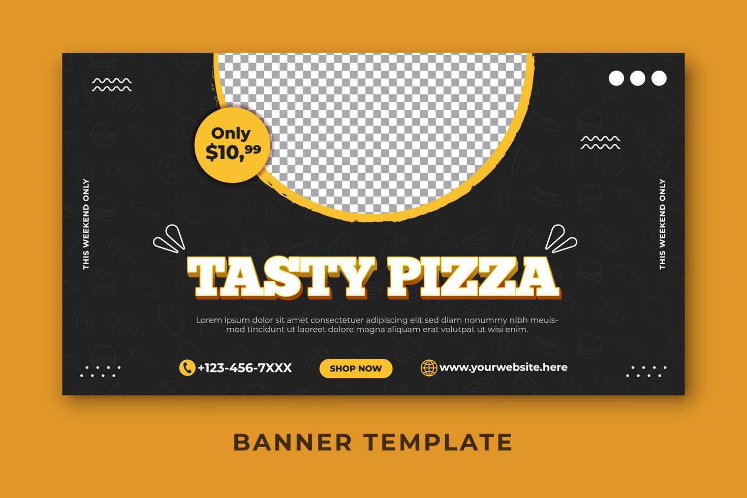 Tasty pizza food banner template vector