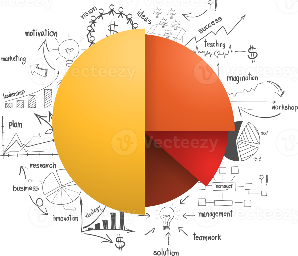 círculo de infografía empresarial con dibujo idea de concepto de plan de estrategia de éxito empresarial png