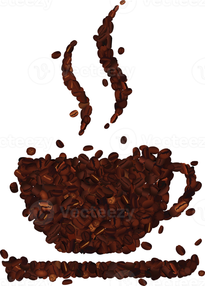 kreative kaffeebohnen und kaffeetassenikonendesign png