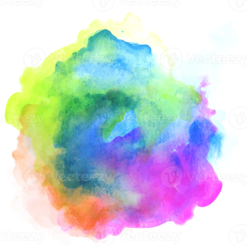 Rainbow colors watercolor paint stains png