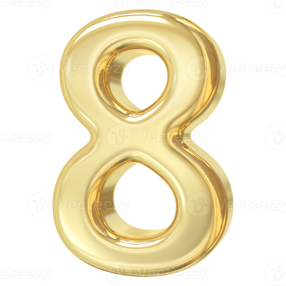 3d gold number 8 11287651 PNG