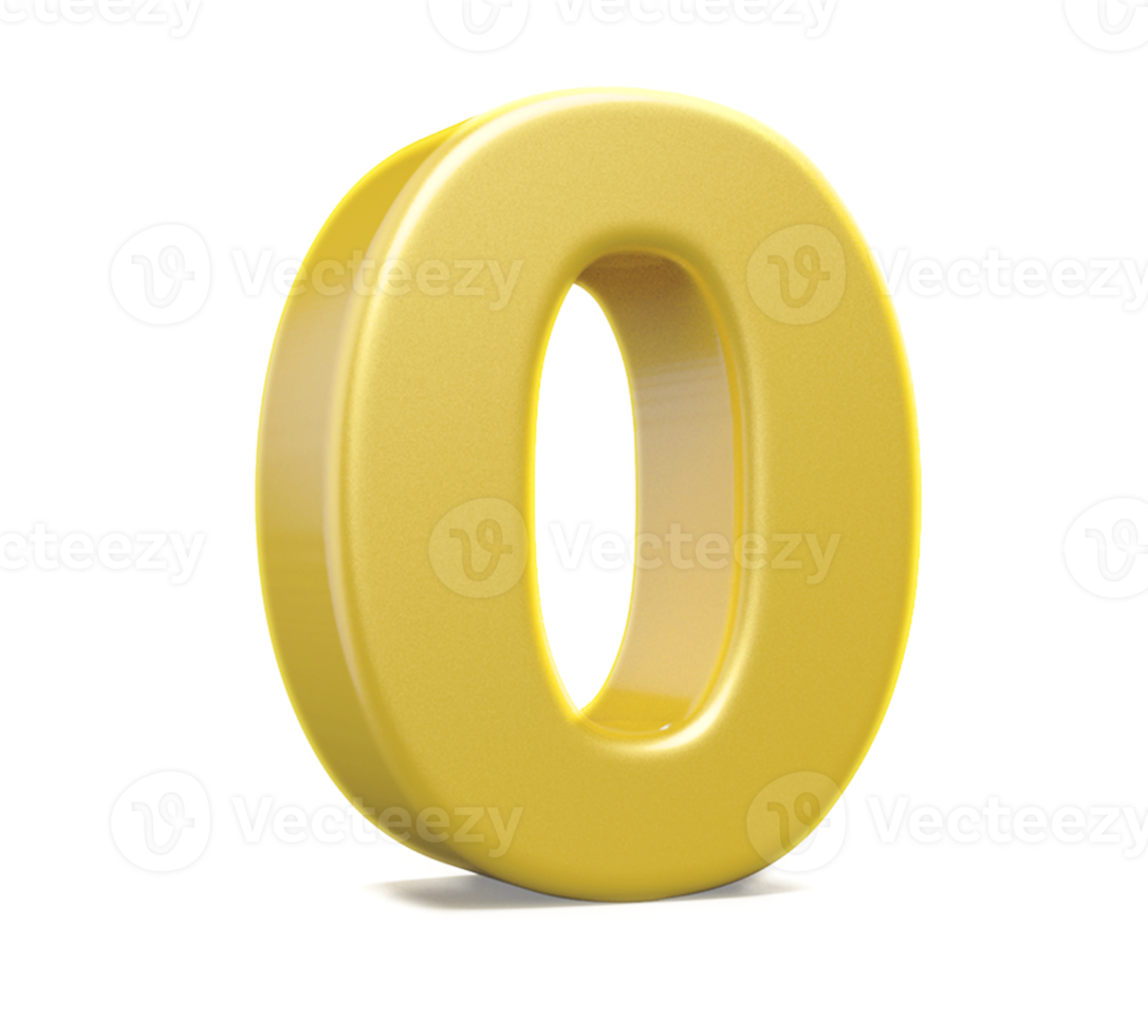 3d gold number 0 png