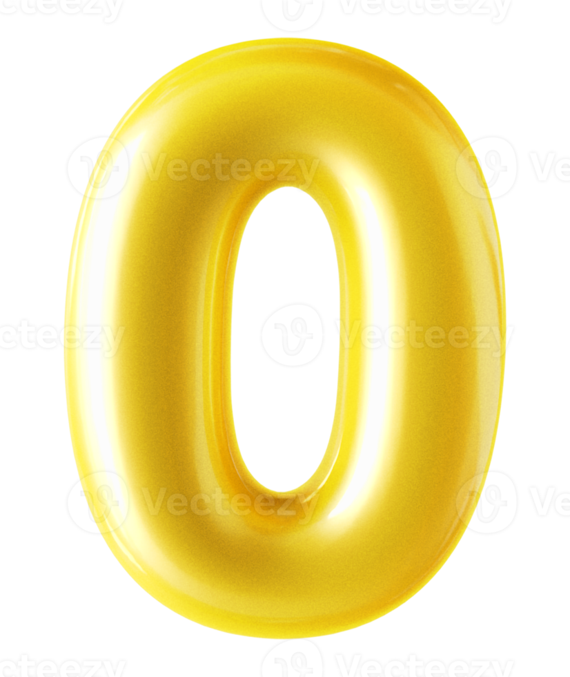 3d number 0 golden png