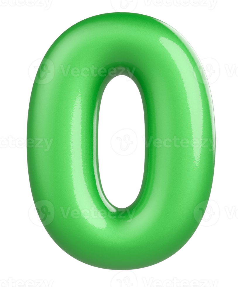 3d number 0 green png