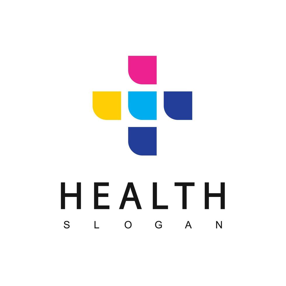 Health Care Logo Template, Fun And Friendly Concept Using Colorful Cross Symbol vector