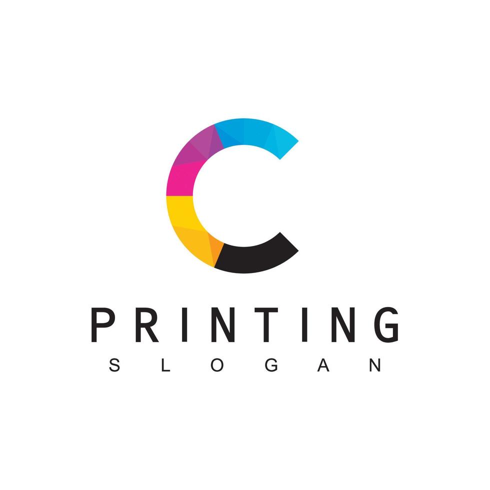 plantilla de logotipo de impresión digital, concepto creativo usando la inicial c colorida vector
