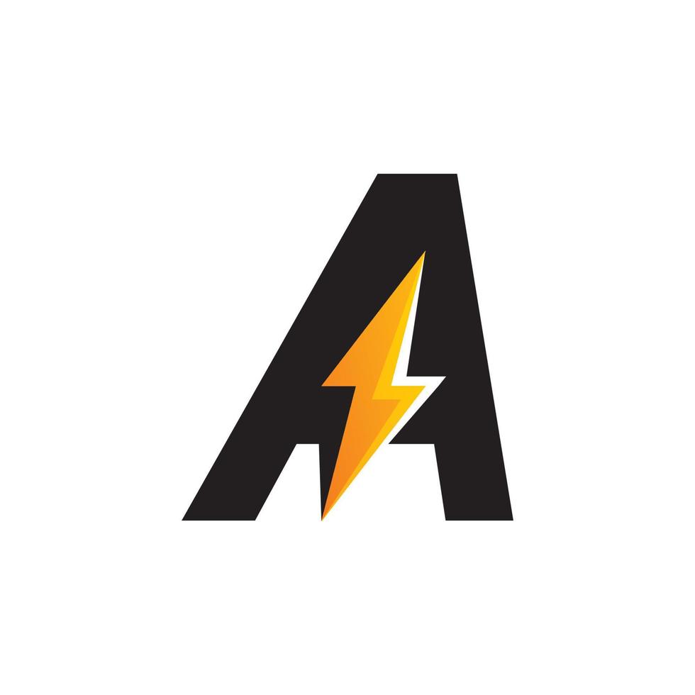 Letter A, Energy Logo Using Bolt Icon vector