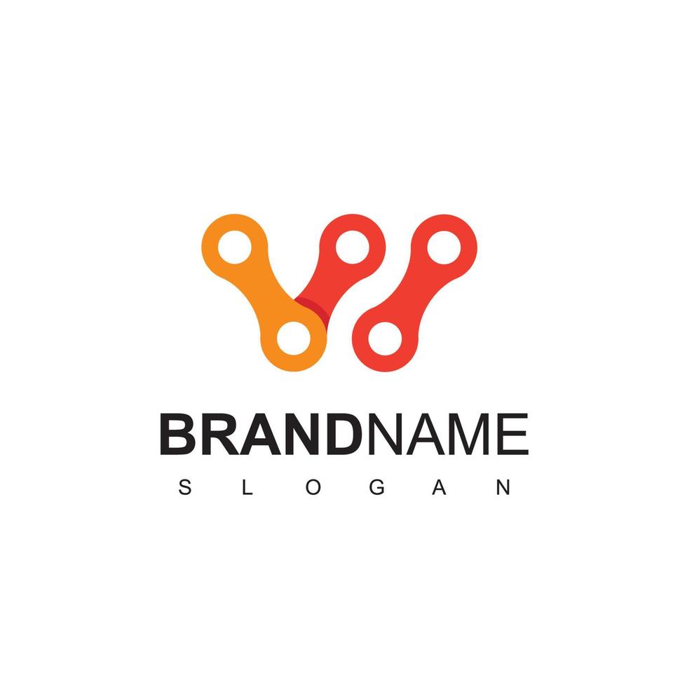 Letter W, Gear Chain Logo Template vector