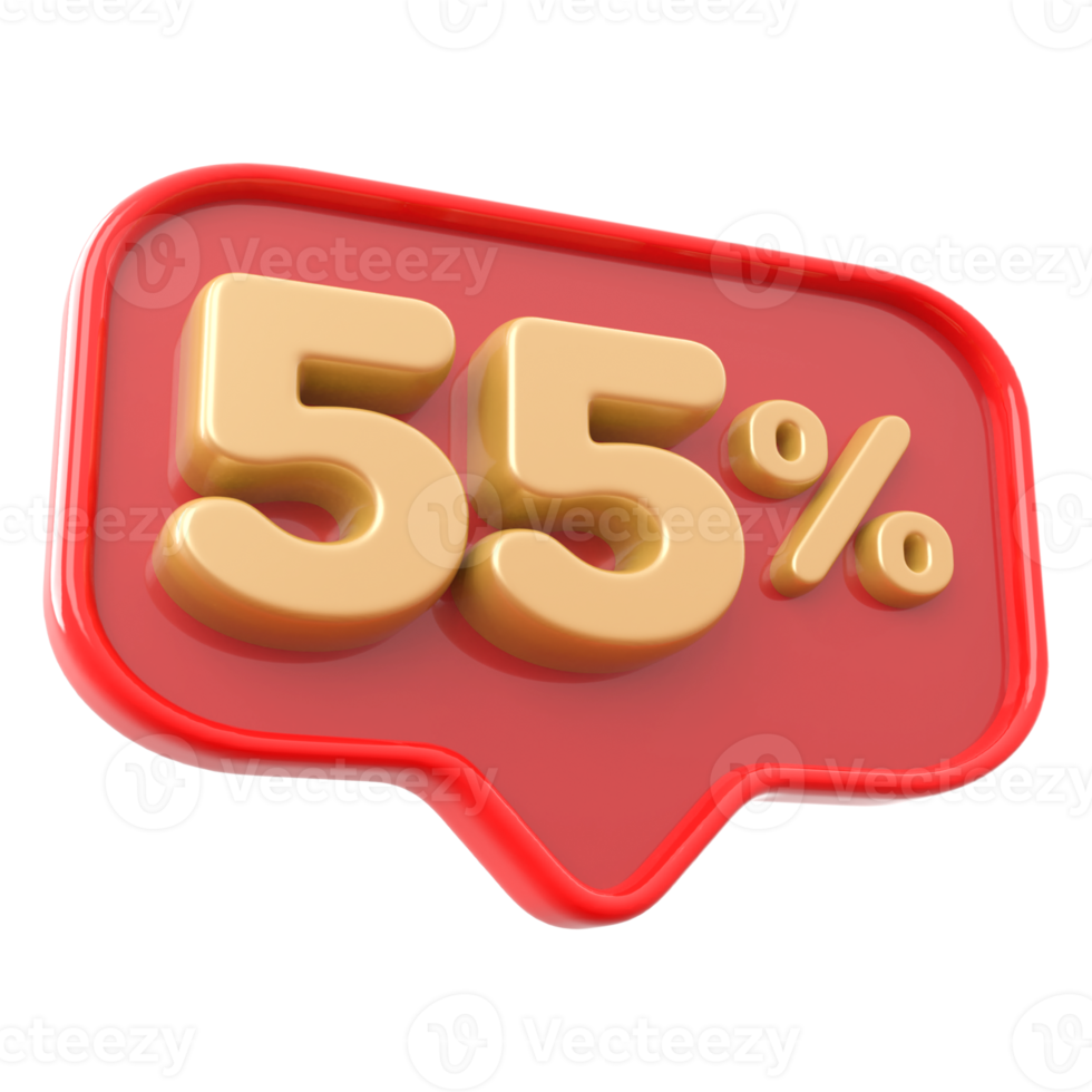Icon number 55 percent 3d png