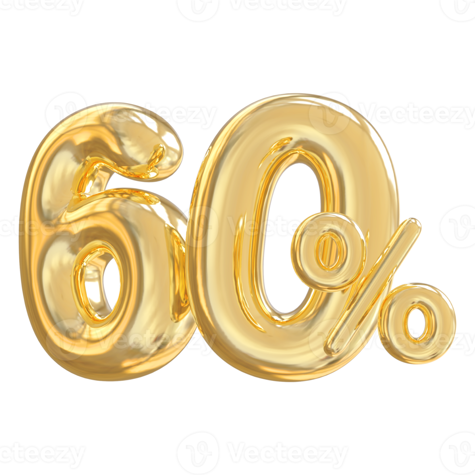 sale number 60 percent off golden png