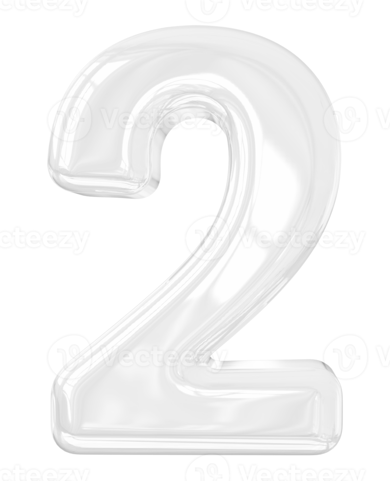 3d silver number 2 png