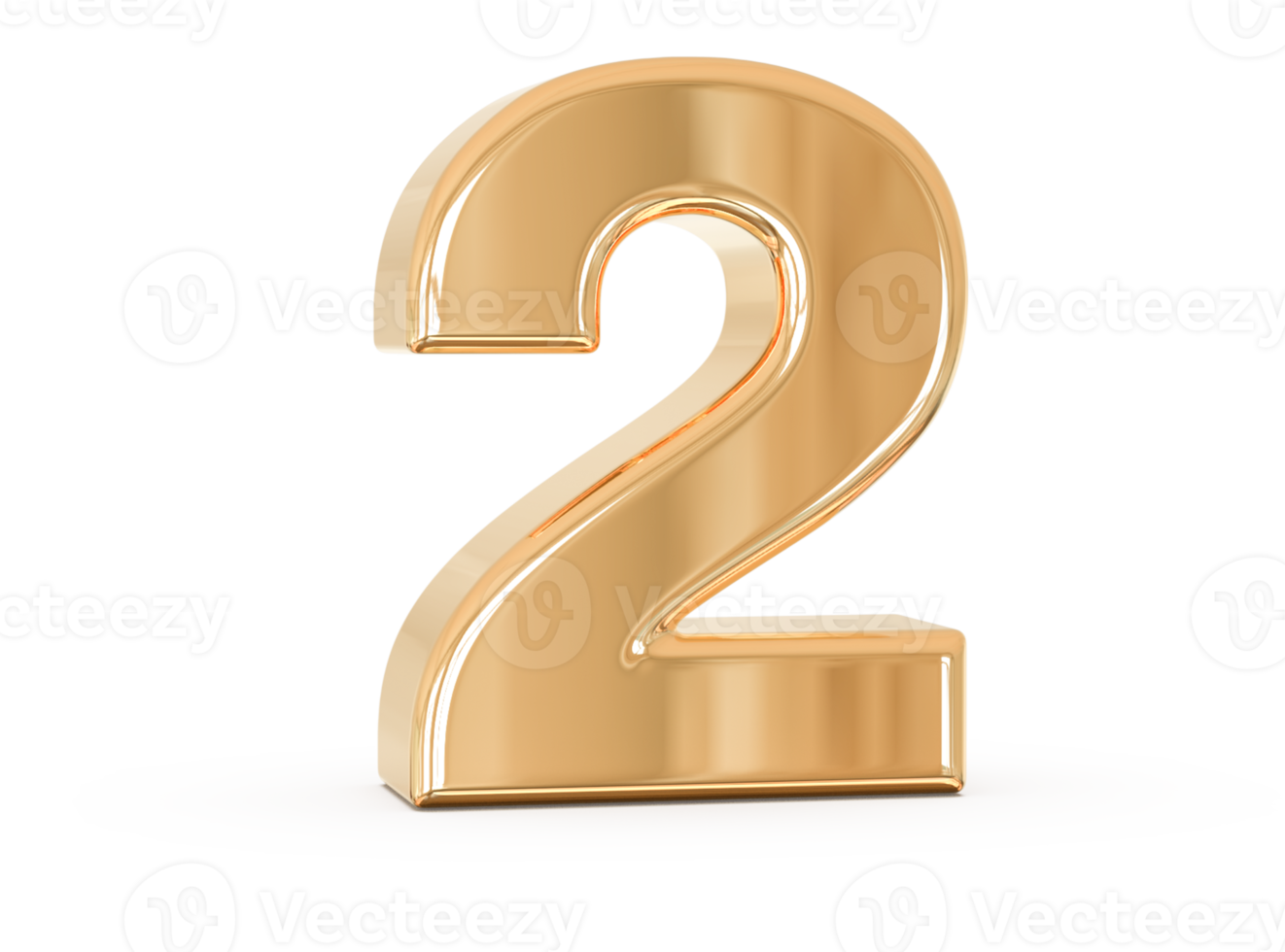 number 2 3d gold png