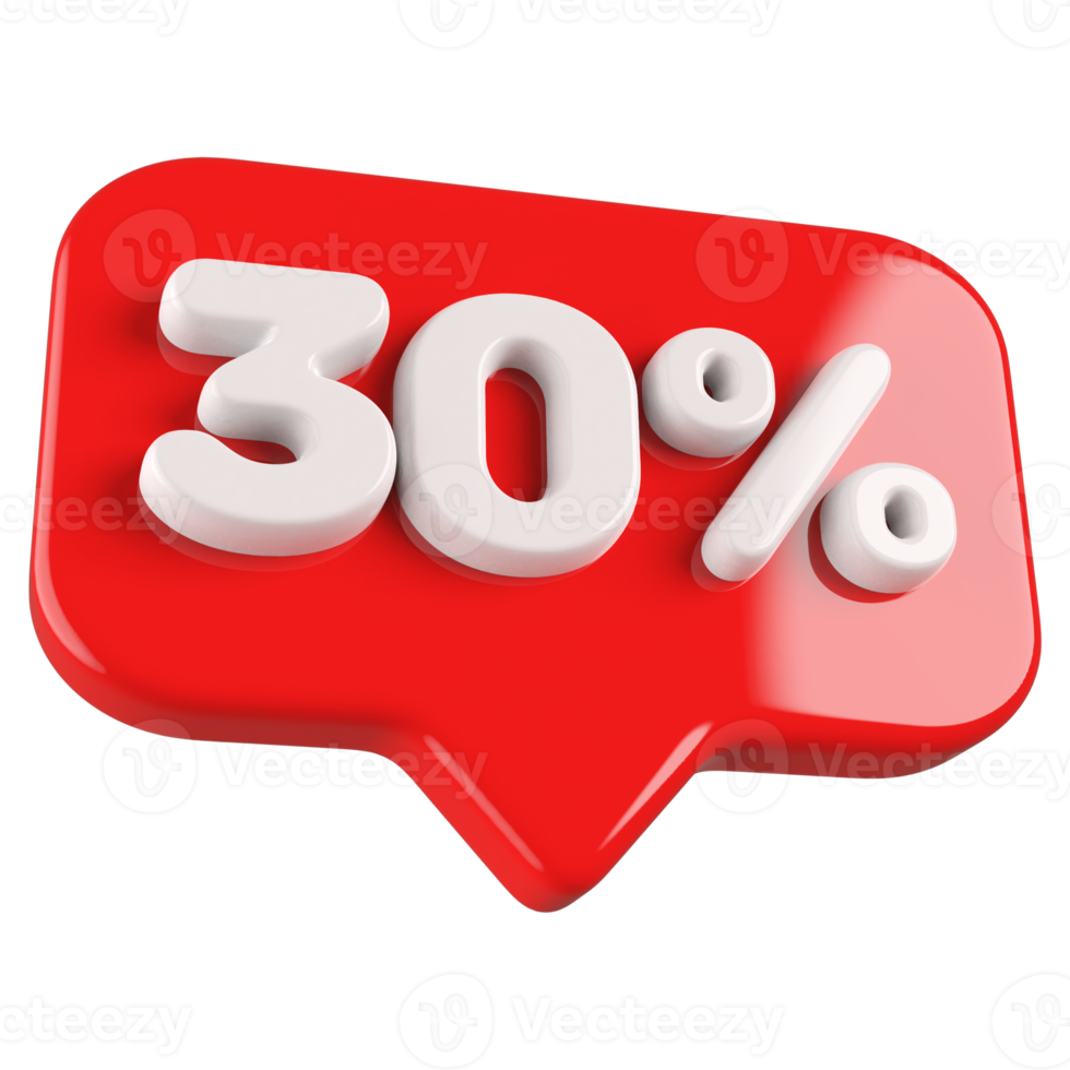 promotion number 30 percent 3d png