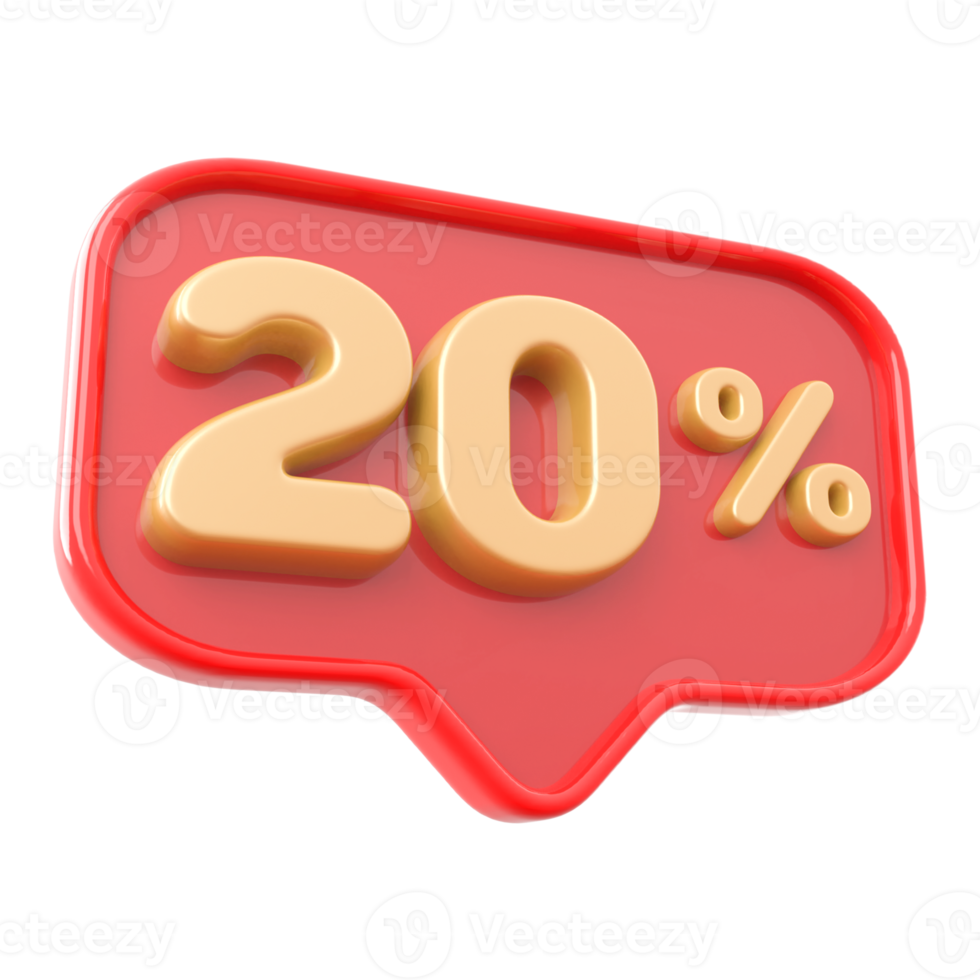 Icon number 20 percent 3d png