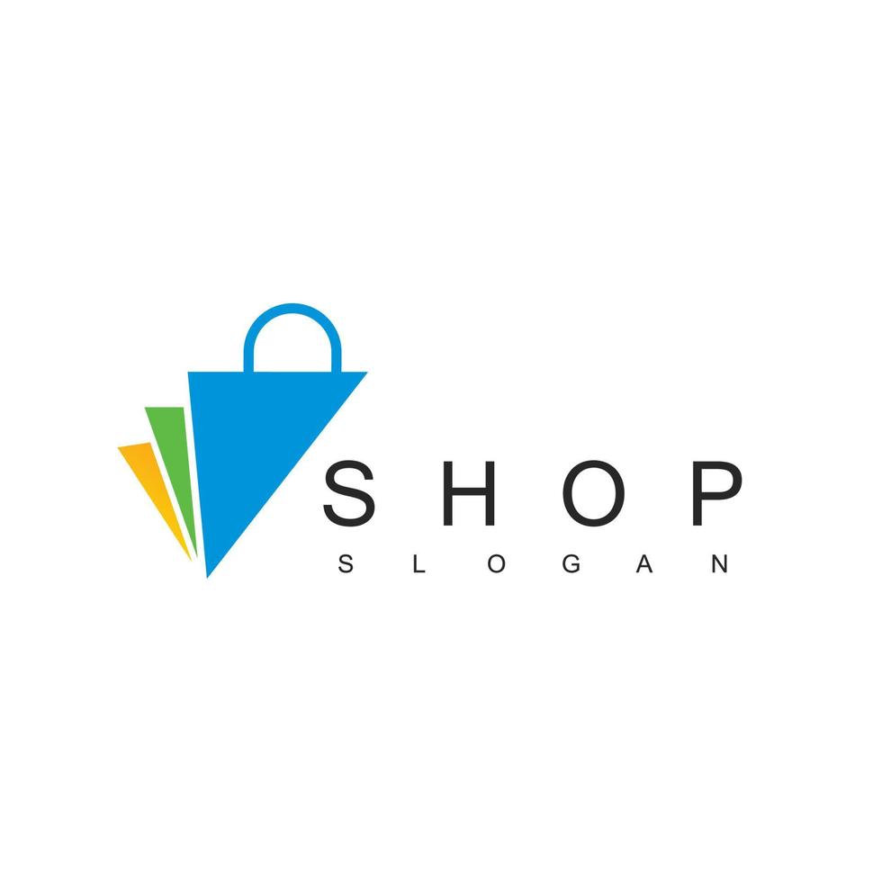 Online Shop Logo Design Template. Shopping Bag Vector Design. Digital Market Symbol