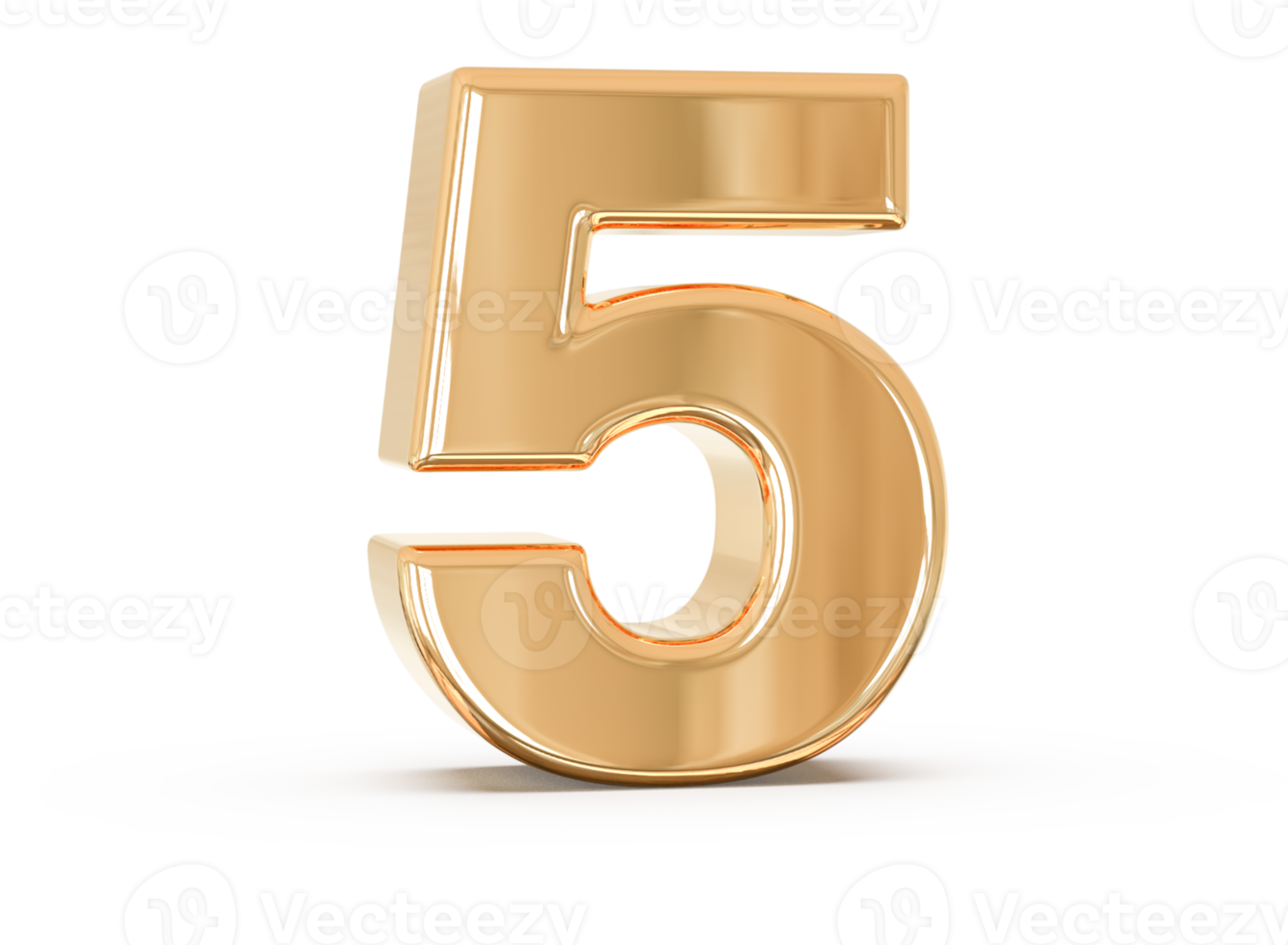 number 5 3d gold png